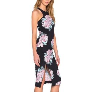 Elizabeth and James Black Leya Floral Midi Dress Size 6